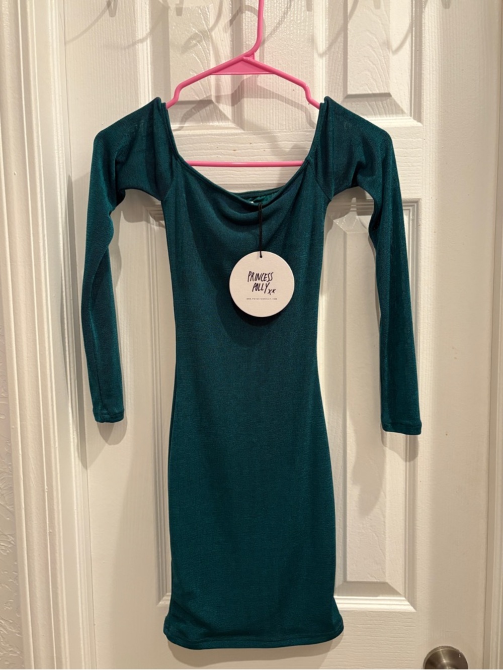 Princess Polly Teal Long-Sleeve Bodycon Dress 🫧